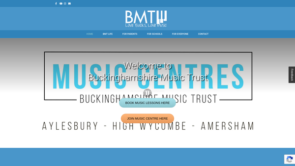 Screenshot of the Buckinghamshire Music Trust website