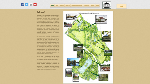 Screenshot of the Friends Of Handsworth Park website