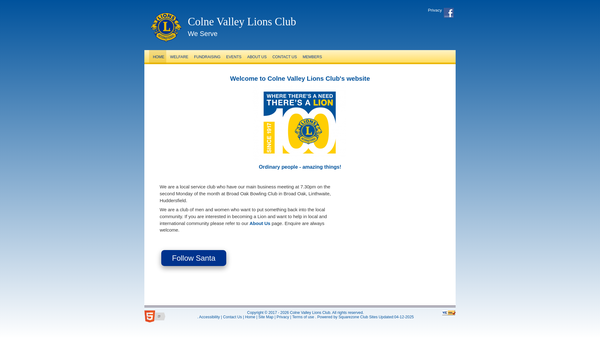 Screenshot of the Colne Valley Lions Club website
