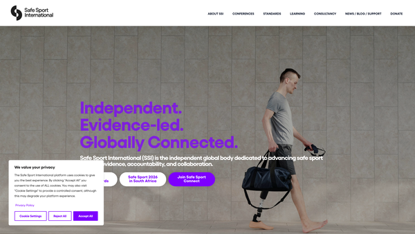 Screenshot of the Safe Sport International website
