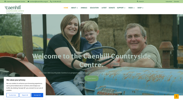 Screenshot of the Caenhill Countryside Centre website