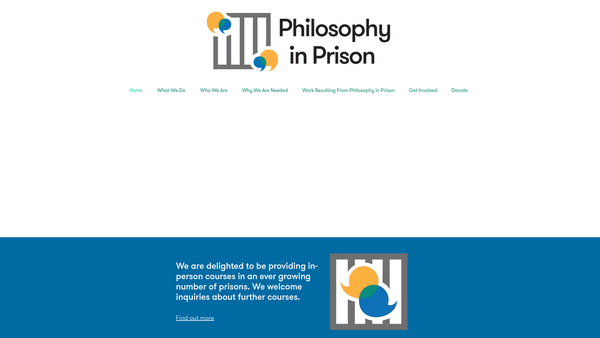 Screenshot of the Philosophy In Prison website
