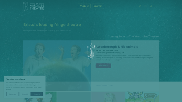 Screenshot of the The Wardrobe Theatre website