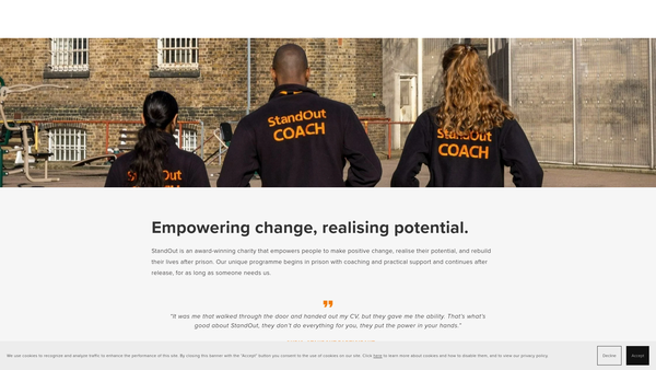 Screenshot of the Standout Programmes website