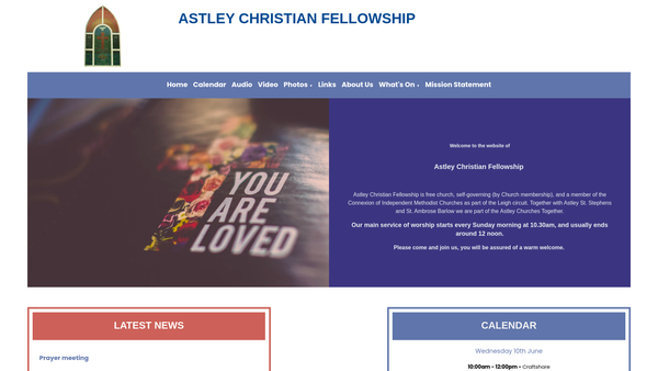 Screenshot of the Astley Independent Methodist Church website