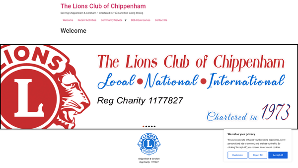 Screenshot of the Chippenham Lions Club (CIO) website