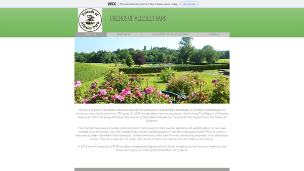 Screenshot of the Friends Of Allesley Park website