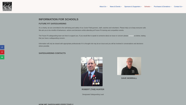 Screenshot of the Future Fit - Junior Field Gun website