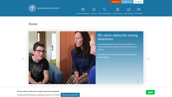 Screenshot of the Intermediaries For Justice website