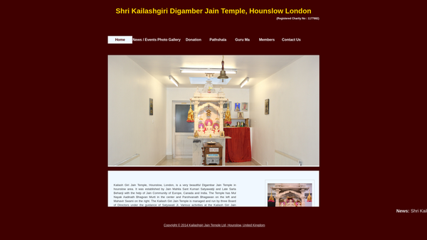Screenshot of the Shri Kailashgiri Digamber Jain Community website