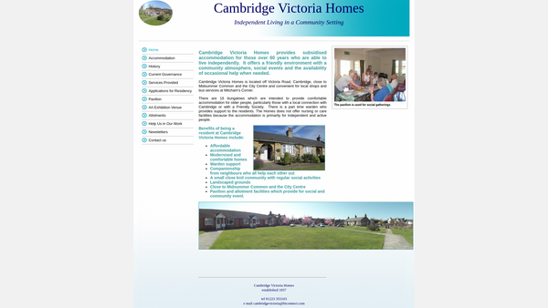 Screenshot of the Cambridge Victoria Homes website