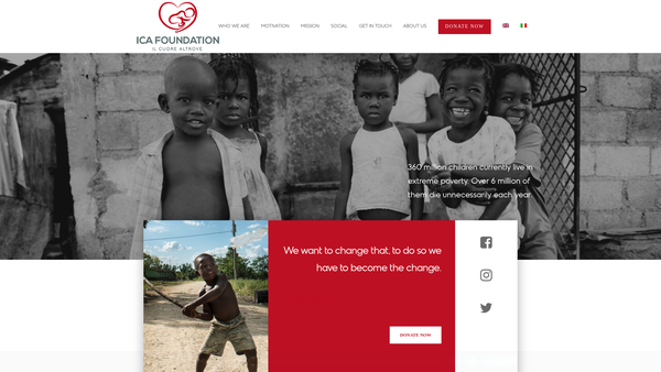Screenshot of the Il Cuore Altrove Foundation website