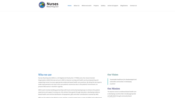 Screenshot of the Nurses Reaching Out website