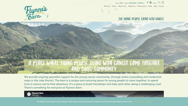 Screenshot of the Flynne's Barn website