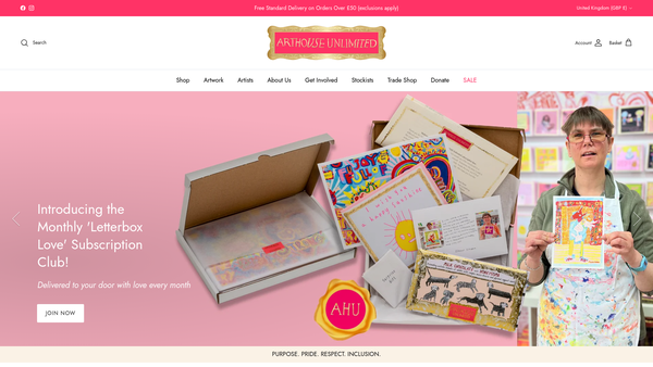Screenshot of the Arthouse Unlimited website