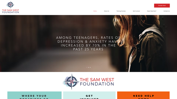 Screenshot of the The Sam West Foundation website