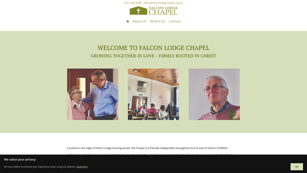 Screenshot of the Falcon Lodge Chapel website