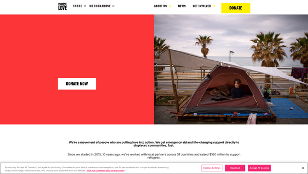 Screenshot of the Choose Love website