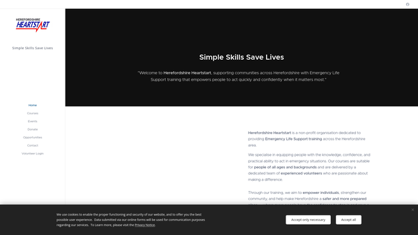 Screenshot of the Herefordshire Heartstart website