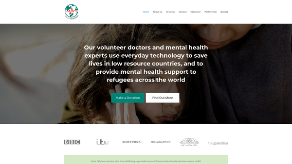Screenshot of the Arian Teleheal website