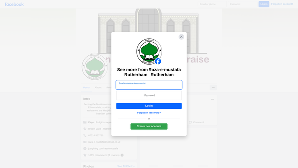Screenshot of the Raza E Mustafa website