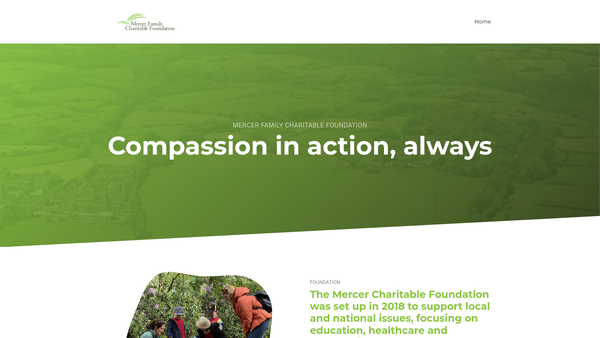 Screenshot of the Mercer Family Charitable Foundation website