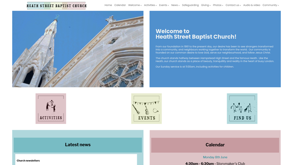 Screenshot of the Heath Street Baptist Church website