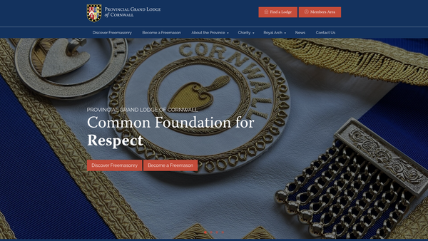 Screenshot of the Cornwall Masonic Charitable Foundation website