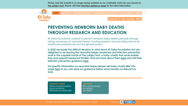 Screenshot of the Kit Tarka Foundation website