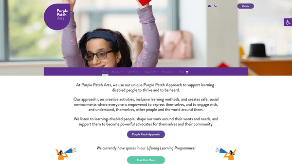 Screenshot of the Purple Patch Arts website