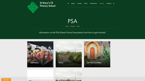 Screenshot of the St Mary's N8 Psa website