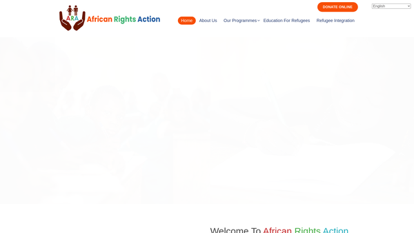 Screenshot of the African Rights Action website
