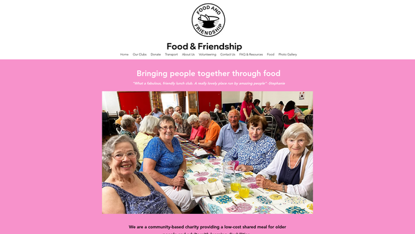 Screenshot of the Food And Friendship website