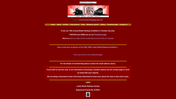 Screenshot of the Leeds Model Railway Society website