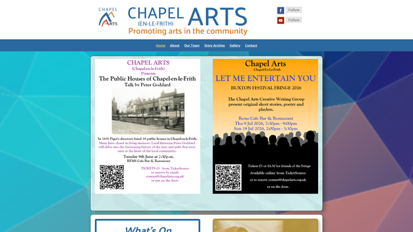 Screenshot of the Chapel-En-Le-Frith Arts website