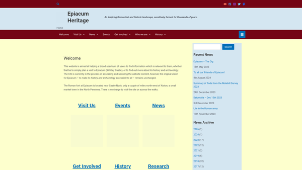 Screenshot of the Epiacum Heritage website