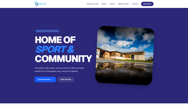 Screenshot of the Barrow Island Community Sports Trust Ltd website