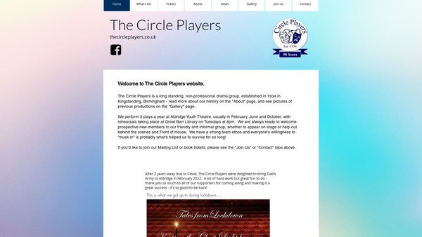 Screenshot of the Circle Players website
