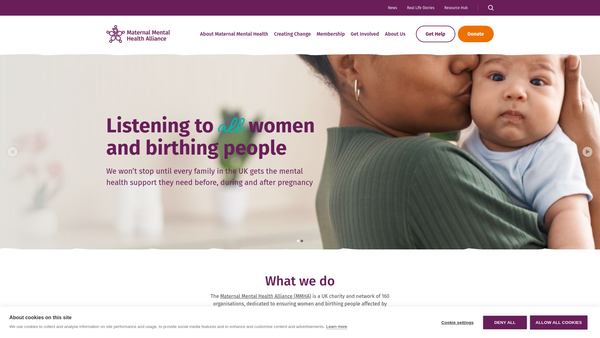 Screenshot of the Maternal Mental Health Alliance website
