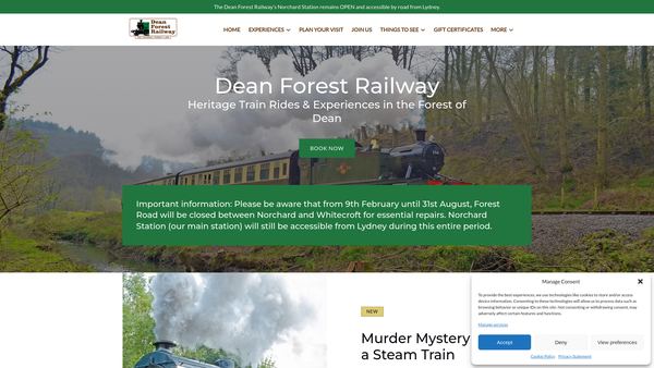 Screenshot of the Dean Forest Railway Museum Trust website