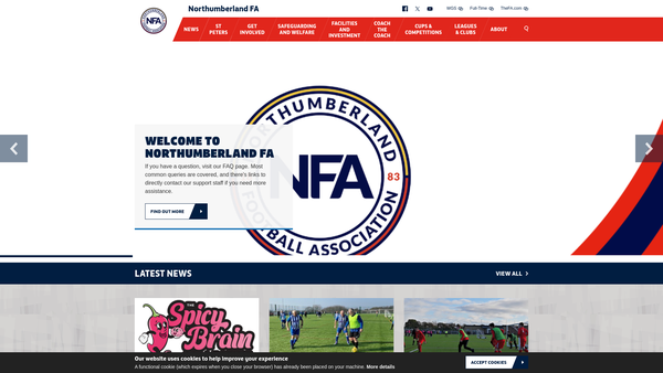 Screenshot of the Northumberland Football Association Limited website
