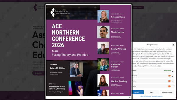 Screenshot of the Association For Character Education Ltd website