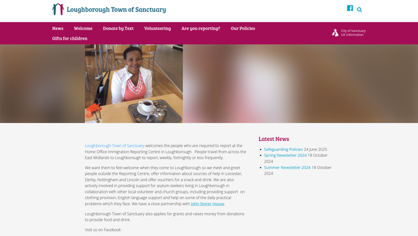 Screenshot of the Loughborough Town Of Sanctuary website