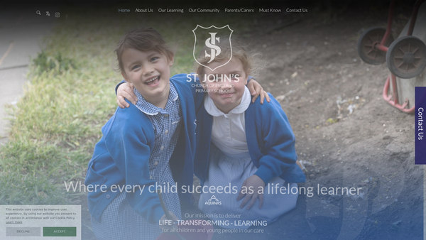 Screenshot of the St John's Primary School Penge website