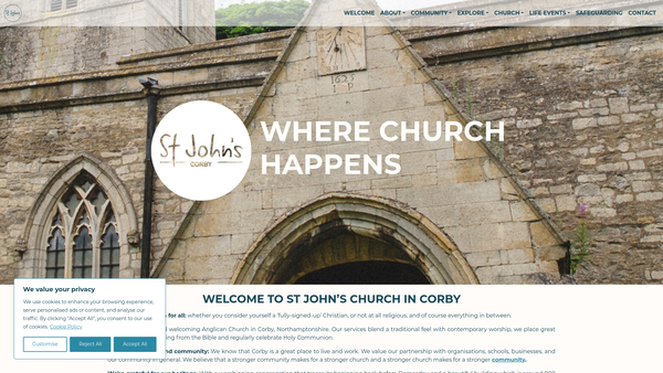 Screenshot of the The Parochial Church Council Of The Ecclesiastical Parish Of St John The Baptist With The Epiphany Corby website