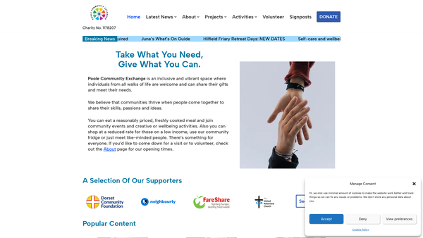 Screenshot of the Poole Community Exchange website