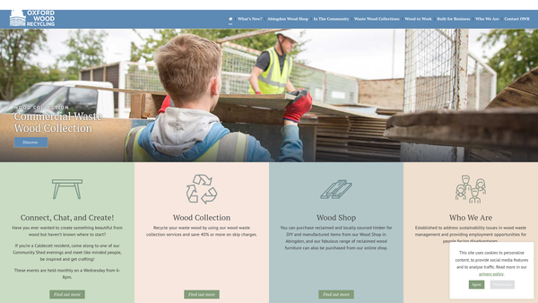 Screenshot of the Oxford Wood Recycling Ltd website