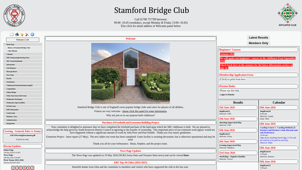 Screenshot of the Stamford Bridge Club website