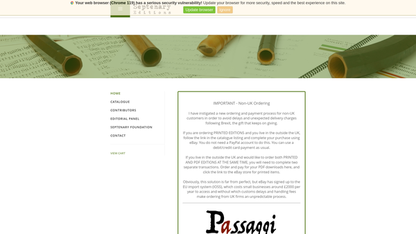 Screenshot of the The Septenary Foundation website