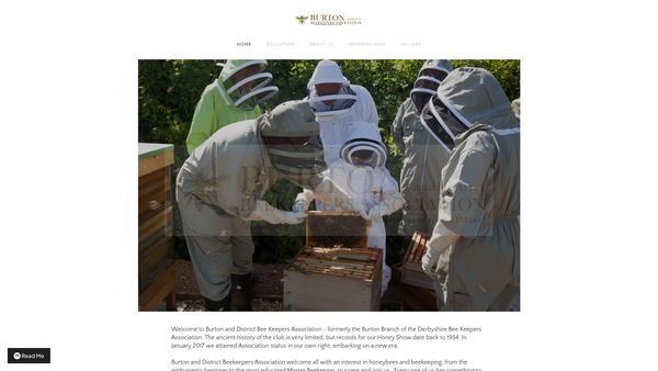 Screenshot of the Burton And District Beekeepers Association website